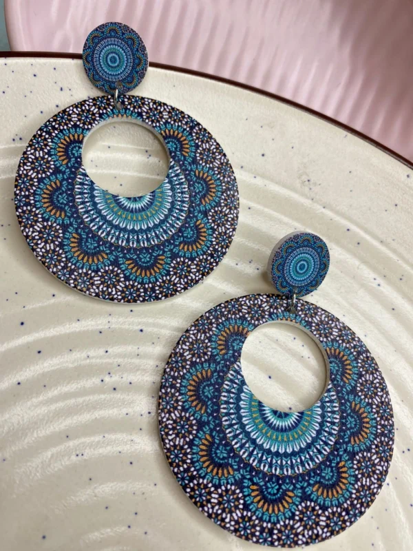 blue handicraft earrings